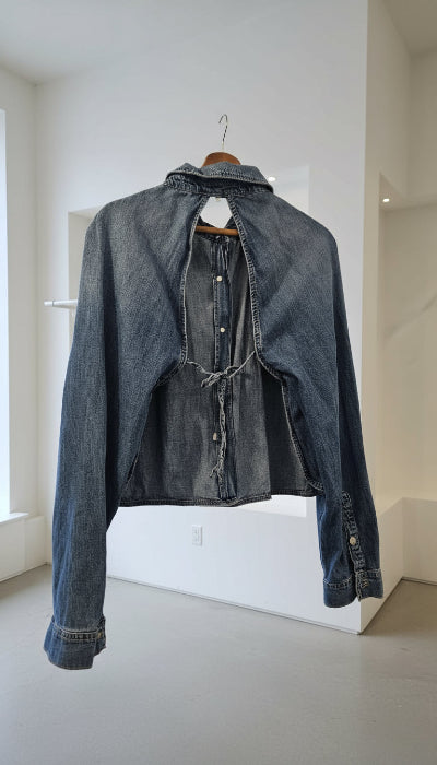 Chemise en Denim Dos Nu à Lacets ZARA Taille L – Mode Tendance TBE