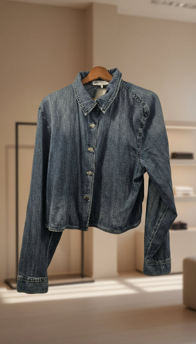 Chemise en Denim Dos Nu à Lacets ZARA Taille L – Mode Tendance TBE