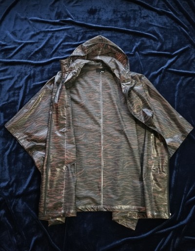 Cape imperméable marron et noire – Capuche intégrée, taille unique, seconde main TBE