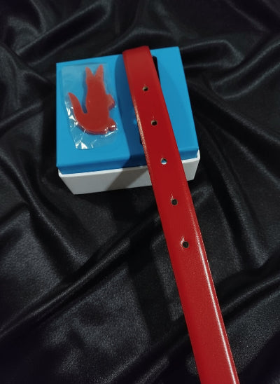 Ceinture Lacoste Rouge en Cuir Lisse 108 cm – Logo Crocodile Amovible Neuve