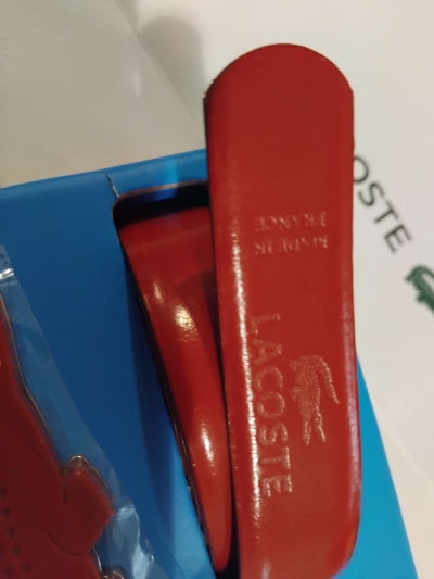 Ceinture Lacoste Rouge en Cuir Lisse 108 cm – Logo Crocodile Amovible Neuve