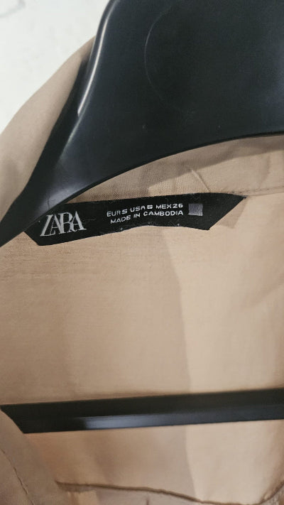 Chemise ample,  beige , longue, ZARA,  taille S  et oversize , seconde main en TBE