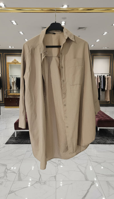 Chemise ample,  beige , longue, ZARA,  taille S  et oversize , seconde main en TBE