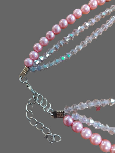 Collier fantaisie à perles roses et doré – Style bohème chic et romantique, bijou féminin élégant, neuf