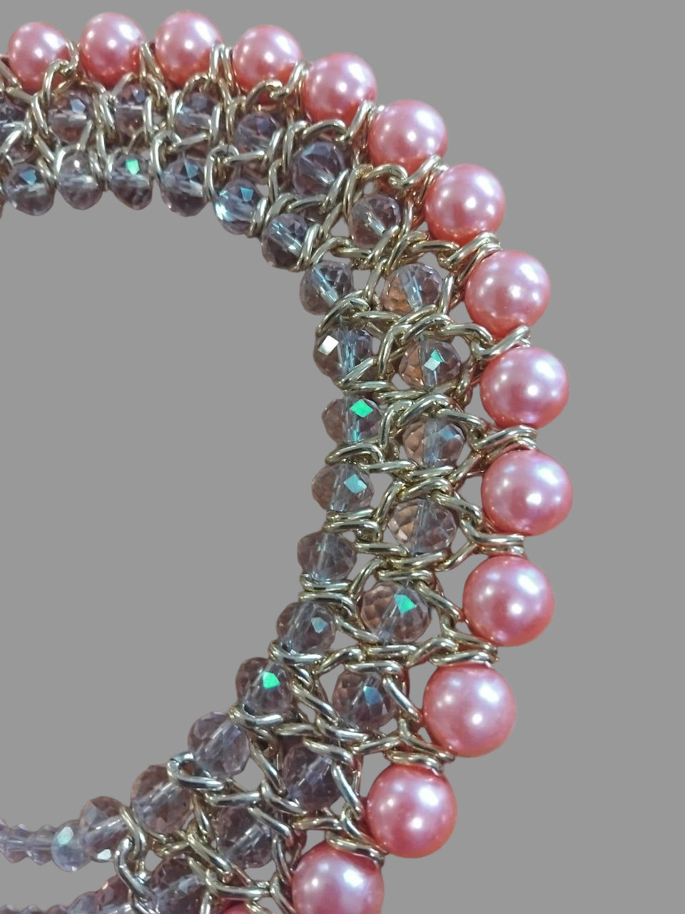 Collier fantaisie à perles roses et doré – Style bohème chic et romantique, bijou féminin élégant, neuf