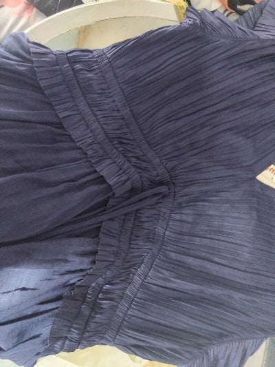 Haut plissé bleu marine chic à volants TKK MAXX – Blouse fluide féminine à taille ajustable, neuf