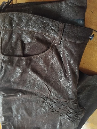Pantalon en cuir véritable Marithé + François Girbaud – Collection Cravatatakiller 44, pièce rare vintage haut de gamme, neuf
