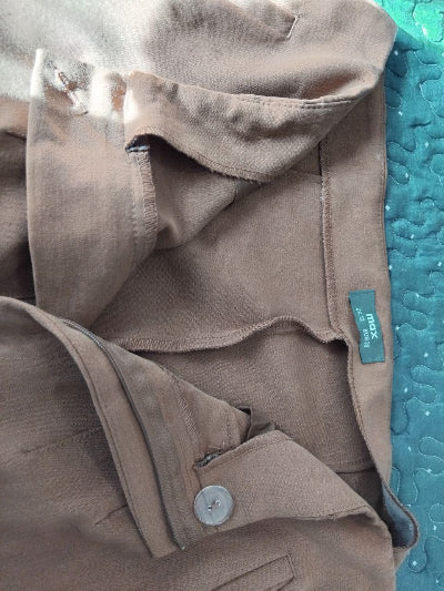 Pantalon droit Max camel – Coupe chic décontractée en tissu stretch, taille 38, seconde main TBE