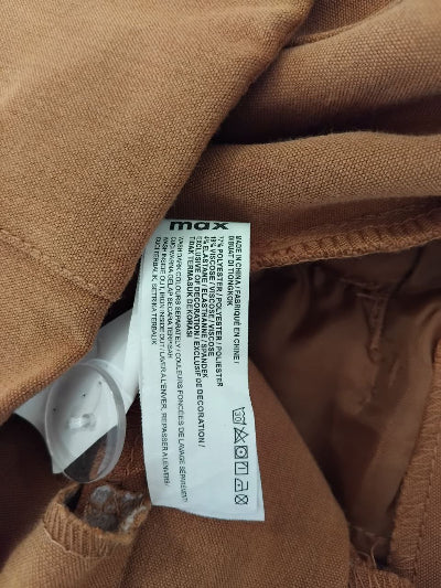 Pantalon droit Max camel – Coupe chic décontractée en tissu stretch, taille 38, seconde main TBE