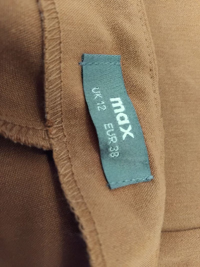 Pantalon droit Max camel – Coupe chic décontractée en tissu stretch, taille 38, seconde main TBE