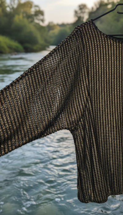 Pull Saint Tropez Doré et Noir Effet Métallisé Chic Féminin Taille XL – Neuf