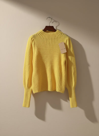 Pull Jaune Doux en Maille Ajourée – Taille Unique Cocooning Tendance TBE