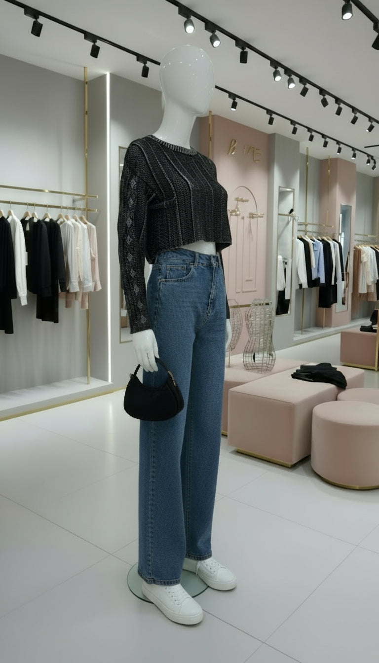 Pull doux torsadé, taille unique , Noir et  brillant - seconde main TBE