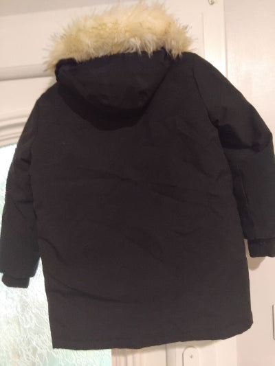 Parka Redskins Junior Noire à Capuche Fourrure – Veste Chaude Enfant 10 Ans TBE