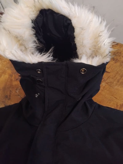 Parka Redskins Junior Noire à Capuche Fourrure – Veste Chaude Enfant 10 Ans TBE