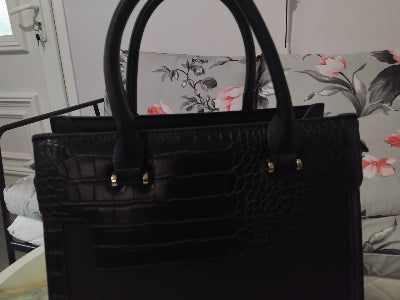 Sac à main noir texturé GALLANTRY – Élégant et pratique. Seconde main en TBE