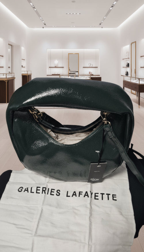 Magnifique Sac Galeries Lafayette "RUBY "vert sapin – cuir véritable,  NEUF