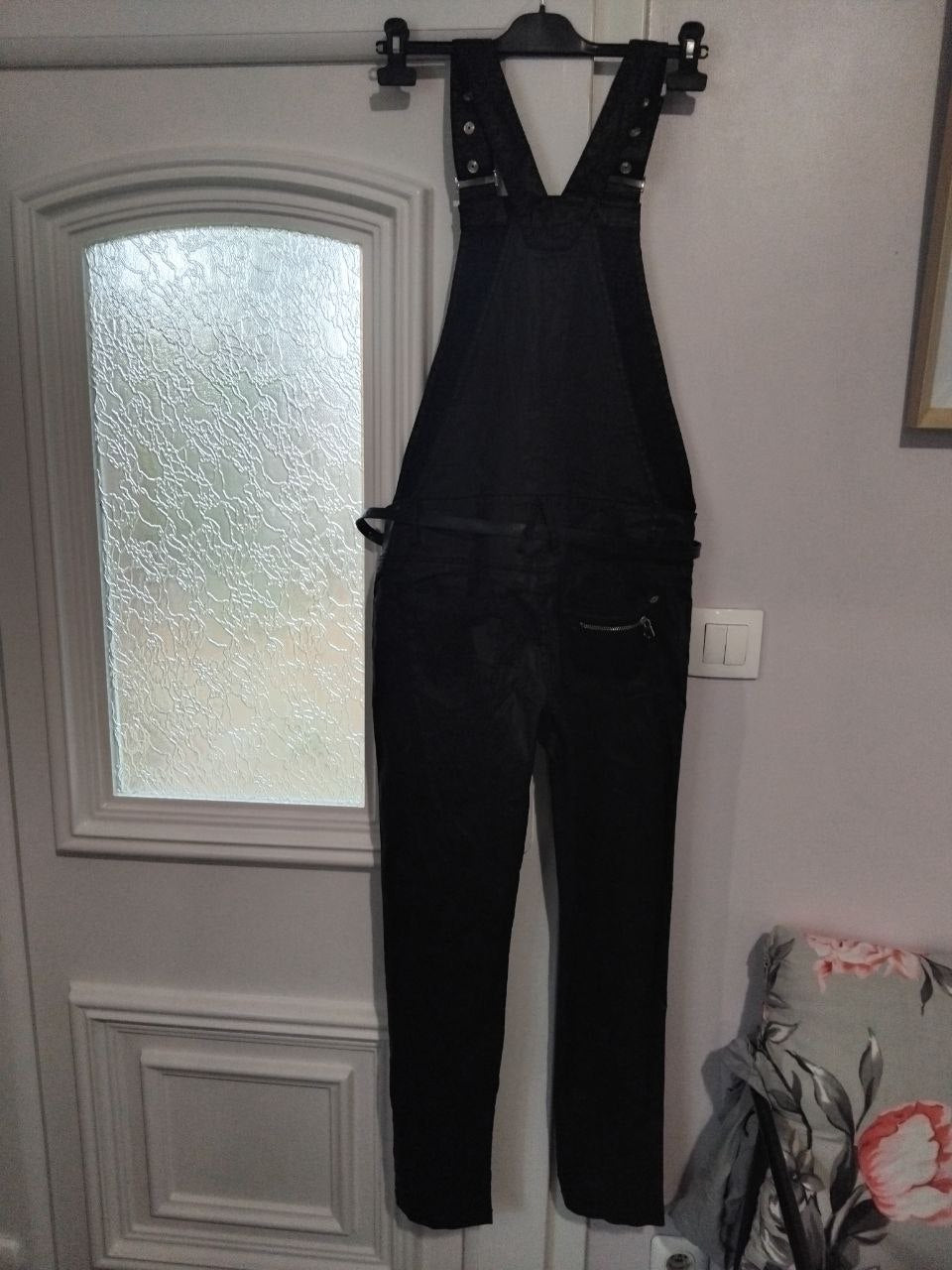 Salopette noire Cop.Copine effet cuir souple – Chic, fluide et neuve avec étiquette 34