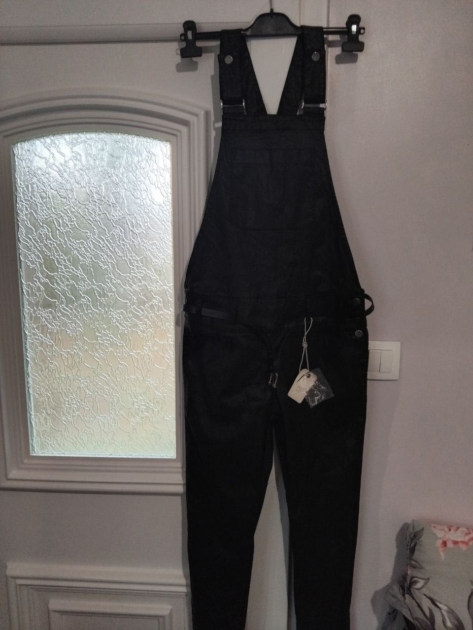 Salopette noire Cop.Copine effet cuir souple – Chic, fluide et neuve avec étiquette 34