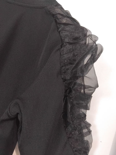 Haut Noir ZARA à Volants en Tulle – Chic, Tendance et Élégant Taille L TBE