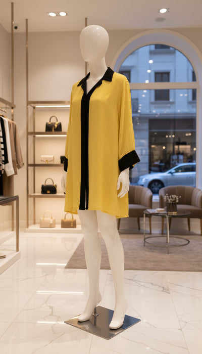 Tunique Légère 2W Paris Jaune et Noire – Ample, Raffinée, GT ou Oversize, Seconde Main TBE