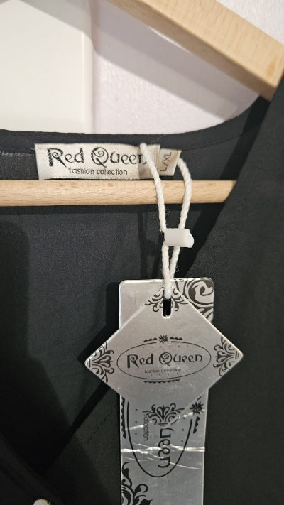 Tunique Red Queen Noire Plissée L/XL – Élégante, Fluide et Neuve