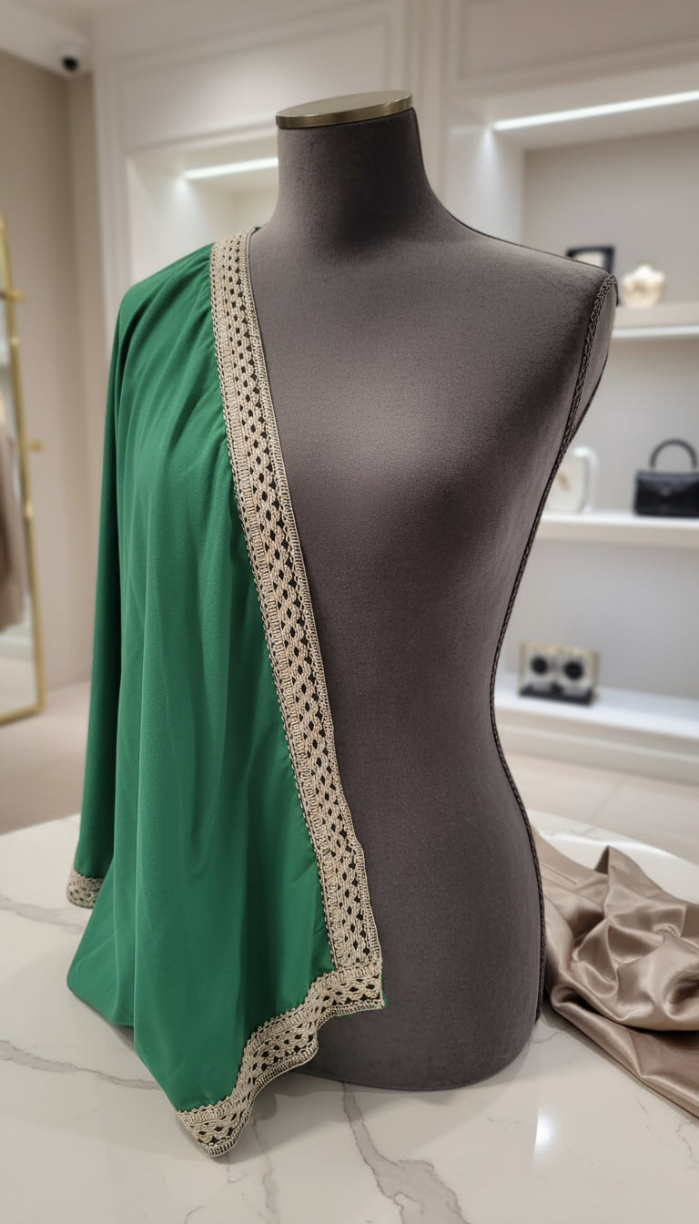 Caftan Court Vert Brodé – Tenue Orientale Tendance TU Seconde Main TBE