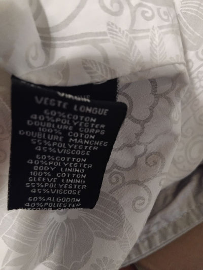 Veste mi longue argentée Cop.Copine femme – Style chic et futuriste, capuche et ceinture ajustable, seconde main TBE