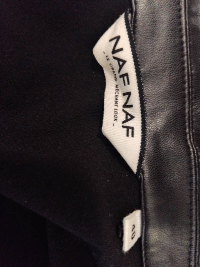 Veste mi-longue en Simili Cuir Noir Naf Naf T40 – Style Robe Chemise TBE