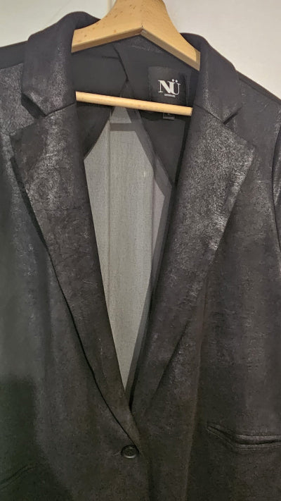 Veste noire NÜ Denmark – effet nubuk & haut du dos transparent, Taille L. Seconde main en TBE
