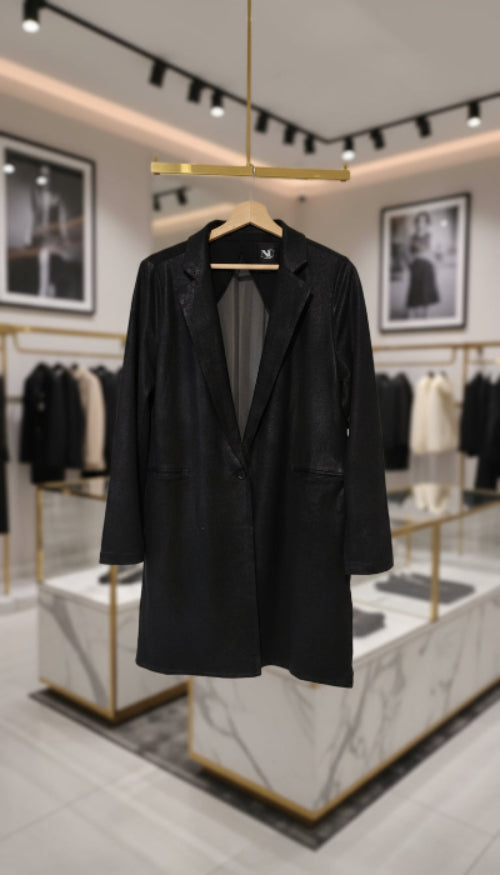 Veste noire NÜ Denmark – effet nubuk & haut du dos transparent, Taille L. Seconde main en TBE