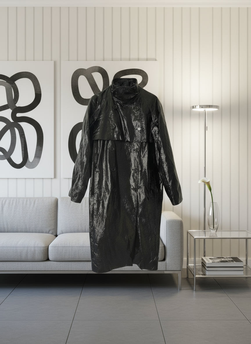 Trench coat long Yves Saint Laurent Rive Gauche vinyle noir – Seconde main TBE